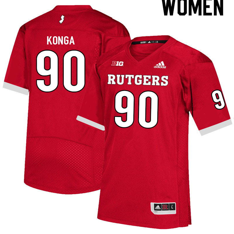 Women #90 Rene Konga Rutgers Scarlet Knights College Football Jerseys Sale-Scarlet